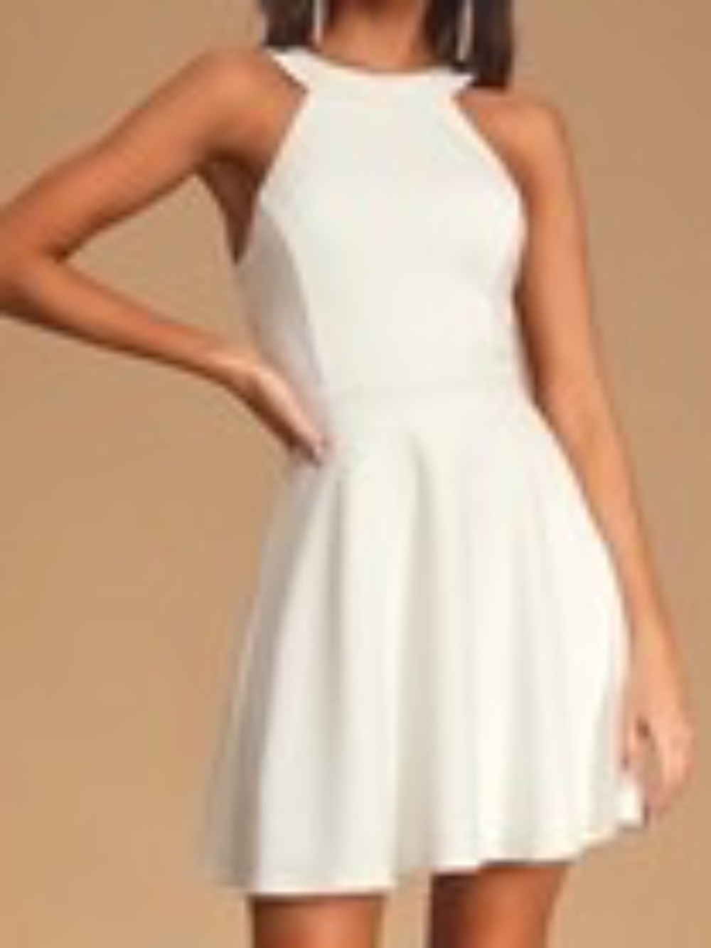 LULUS Keep Coming Back White Backless Skater Dress Size Medium